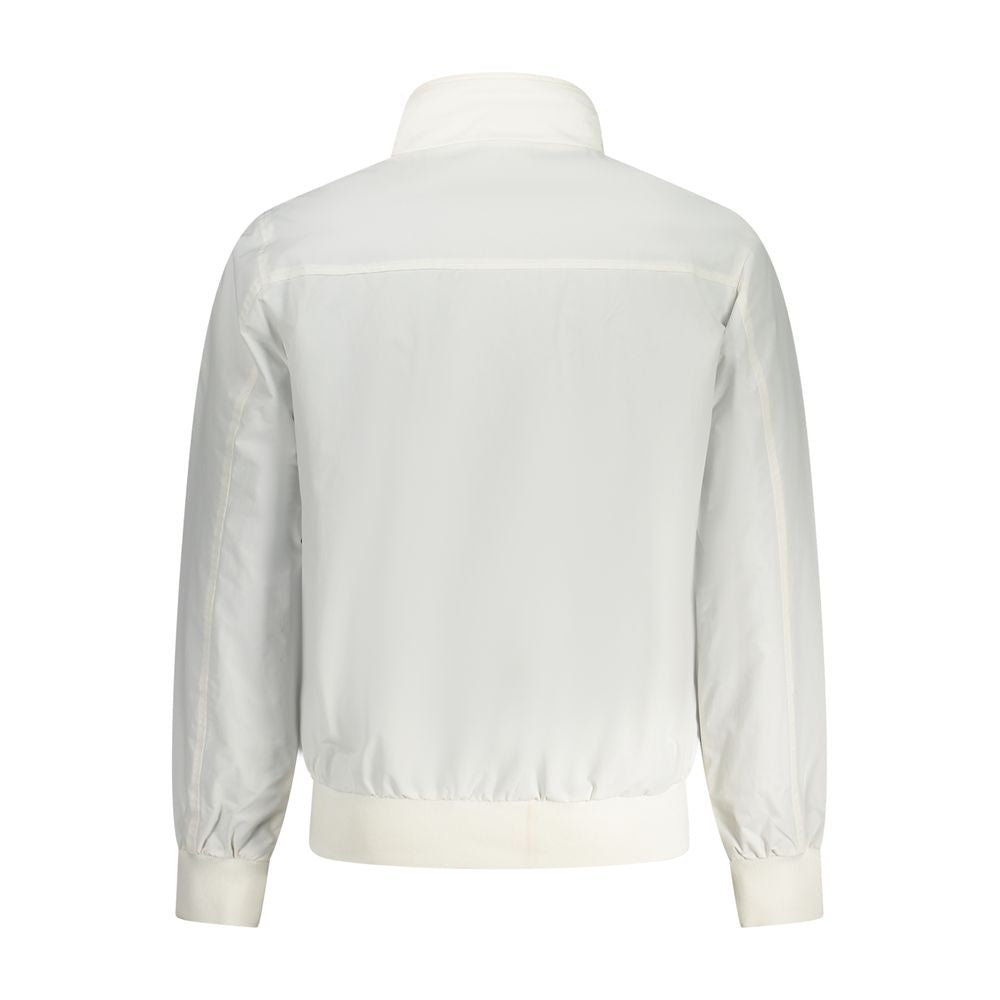 Back view of the North Sails White Polyamide Men Jacket, featuring a sleek design with a subtle maritime branding.