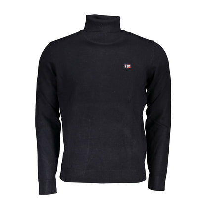 Norway 1963 Blue Fabric Sweater, long-sleeved pullover with turtleneck and embroidery logo.