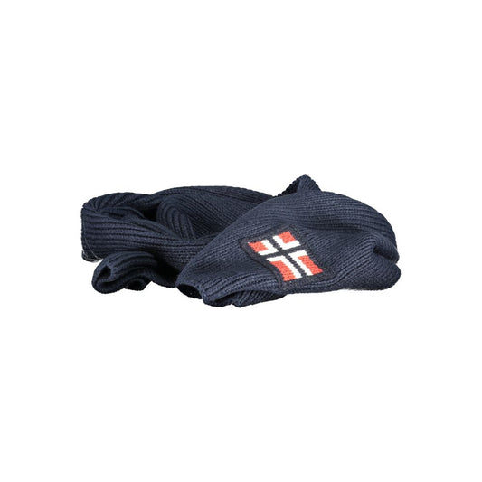 Norway 1963 Blue Marabou Men Scarf featuring intricate embroidery and iconic logo, elegant blue luxury accessory for discerning gentlemen.