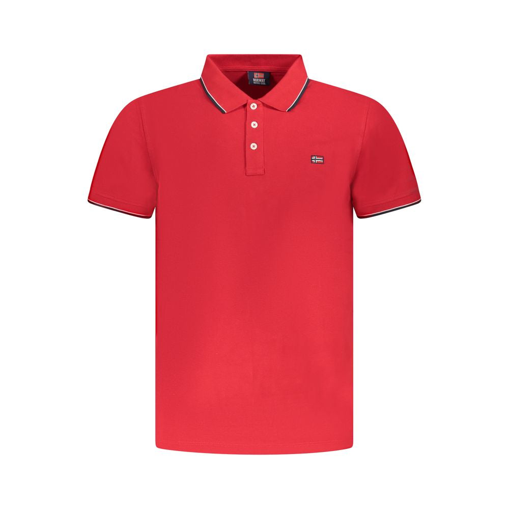 Norway 1963 Red Cotton Polo Shirt with short sleeves, 3 buttons, and contrasting details.