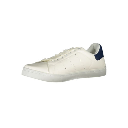 Norway 1963 White Polyester Sneaker with laces, contrast details, logo print. Ideal sports footwear for style and comfort.