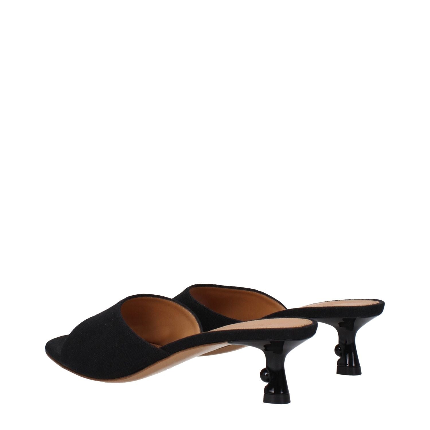 Off-White Black Linen Flat Sandals