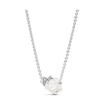 Silver necklace featuring a white rose pendant, PANDORA JEWELRY Mod. 393206C01-45
