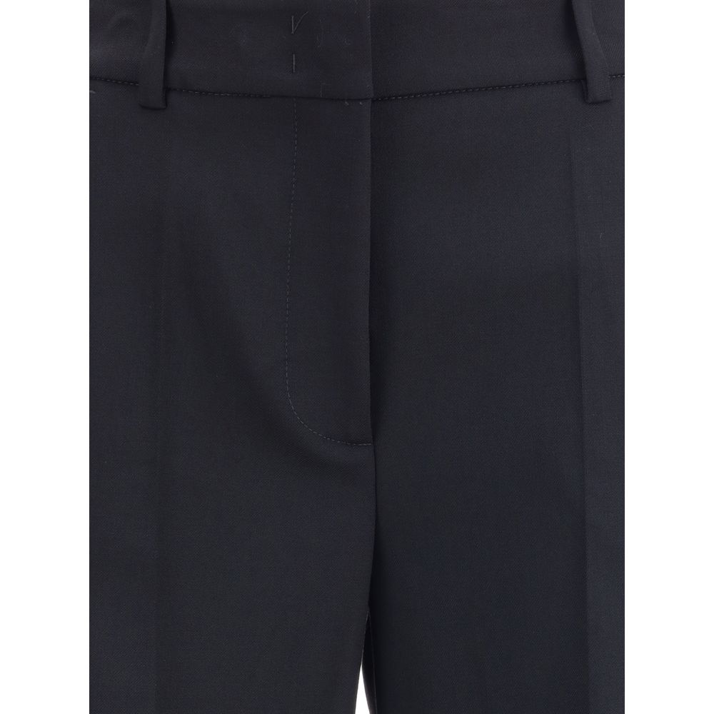 Close-up of P.A.R.O.S.H. Black Fleece Wool Casual Pants with elegant design and side pockets.
