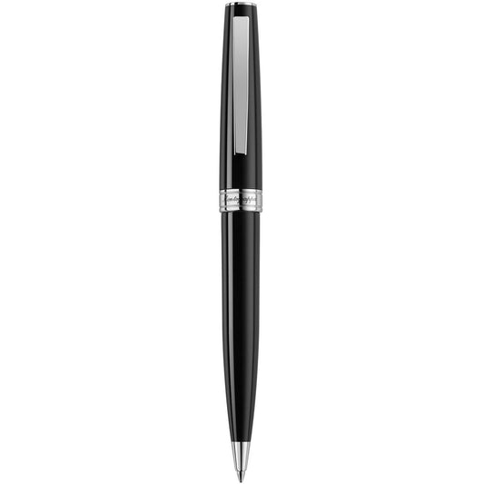 Black luxury pen PENNE MONTEGRAPPA MOD. ISA1RBAC with silver accents on a white background.