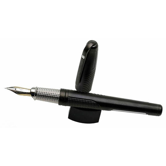 PENNE S-T- DUPONT MOD. 481007 luxurious black fountain pen displayed with cap removed
