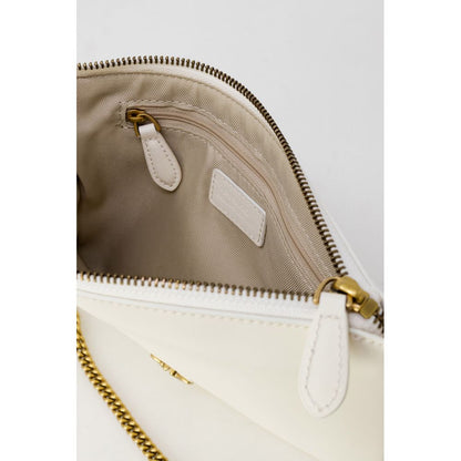 PINKO Cream Leather Clutch Bag