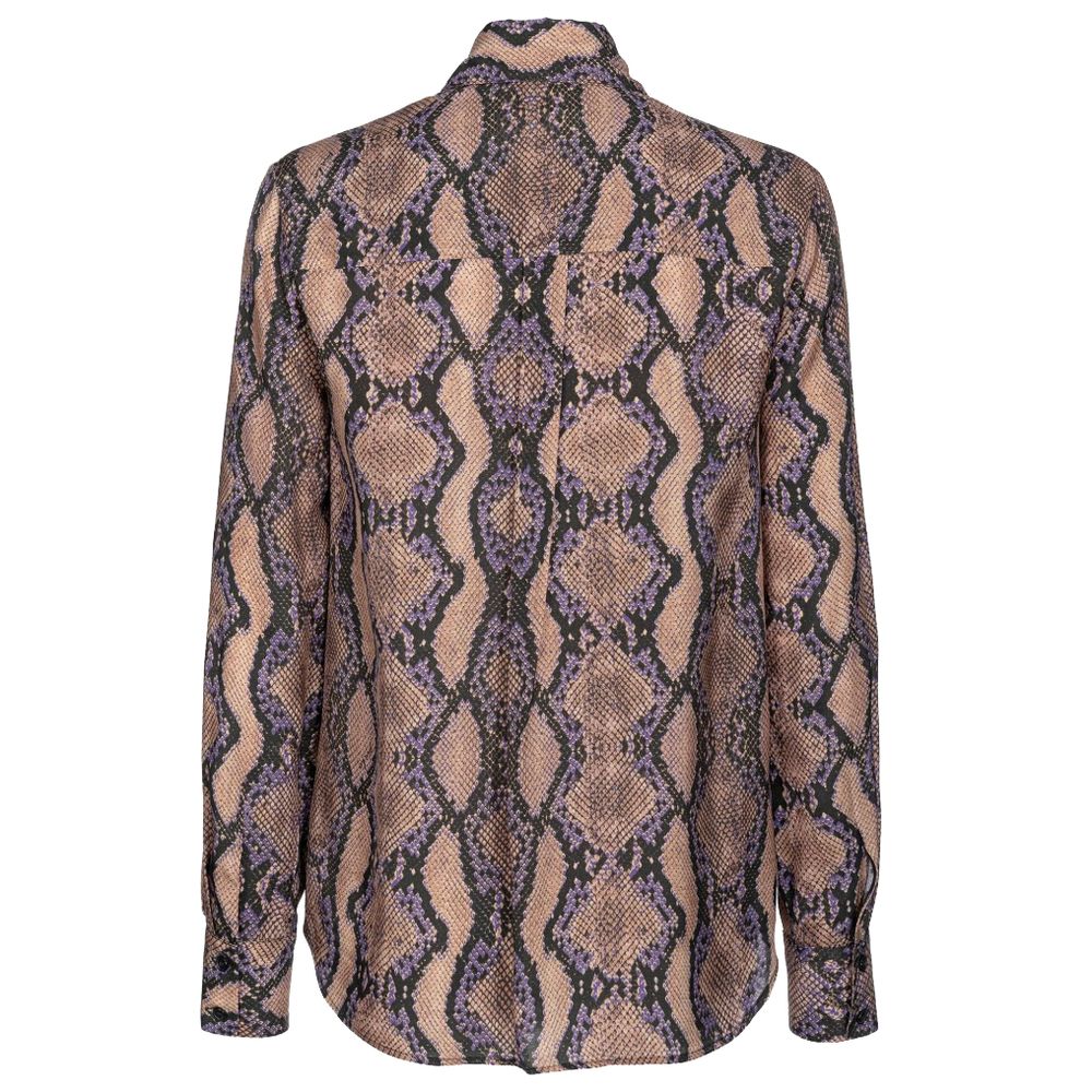 PINKO Multicolor Viscose Shirt with snake animal print, button closure, and classic collar displayed from the back.