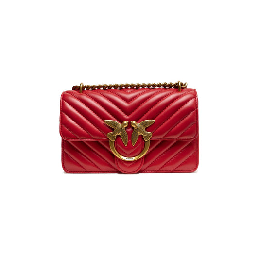 PINKO Red Leather Love One Mini Shoulder Bag
