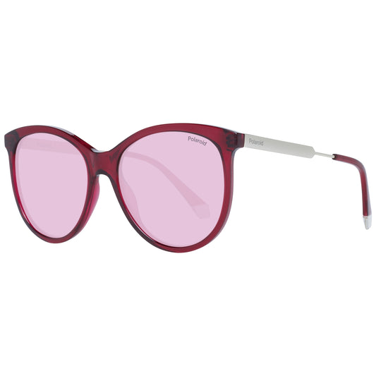 Ladies sunglasses POLAROID MOD. PLD 4131_S_X 57MU10F with pink lenses and red frames, stylish eyewear for women.