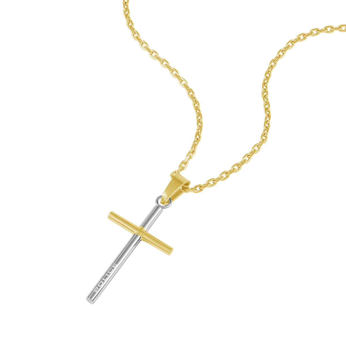POLICE JEWELS JEWELRY Mod. PEAGN0010903 cross pendant necklace in gold and silver