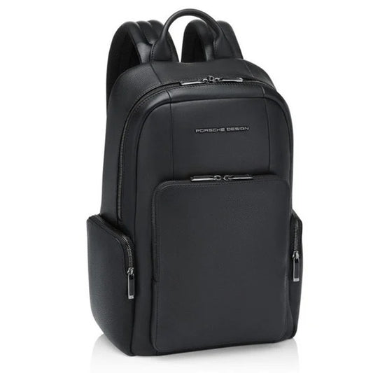 Sleek black backpack - PORSCHE PELLETTERIA MOD. OLE01613-001 - luxury design with multiple compartments.