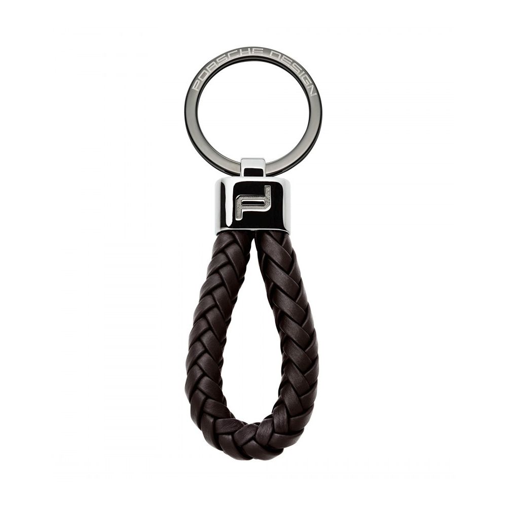 PORSCHE PORTACHIAVI MOD. OKY08807-099 luxury braided keychain with metal loop and branded insignia.