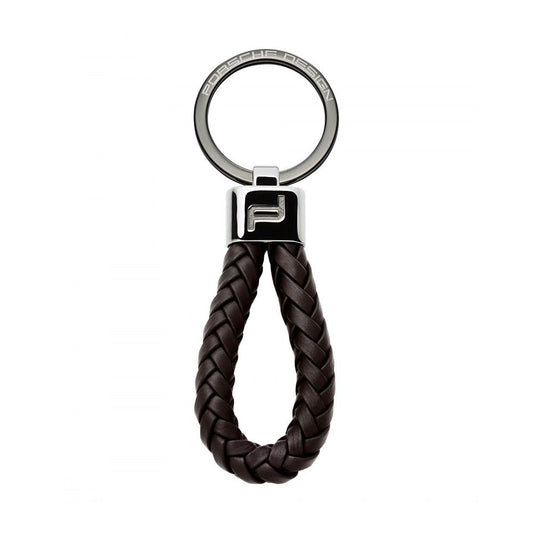 PORSCHE PORTACHIAVI MOD. OKY08807-099 luxury braided keychain with metal loop and branded insignia.