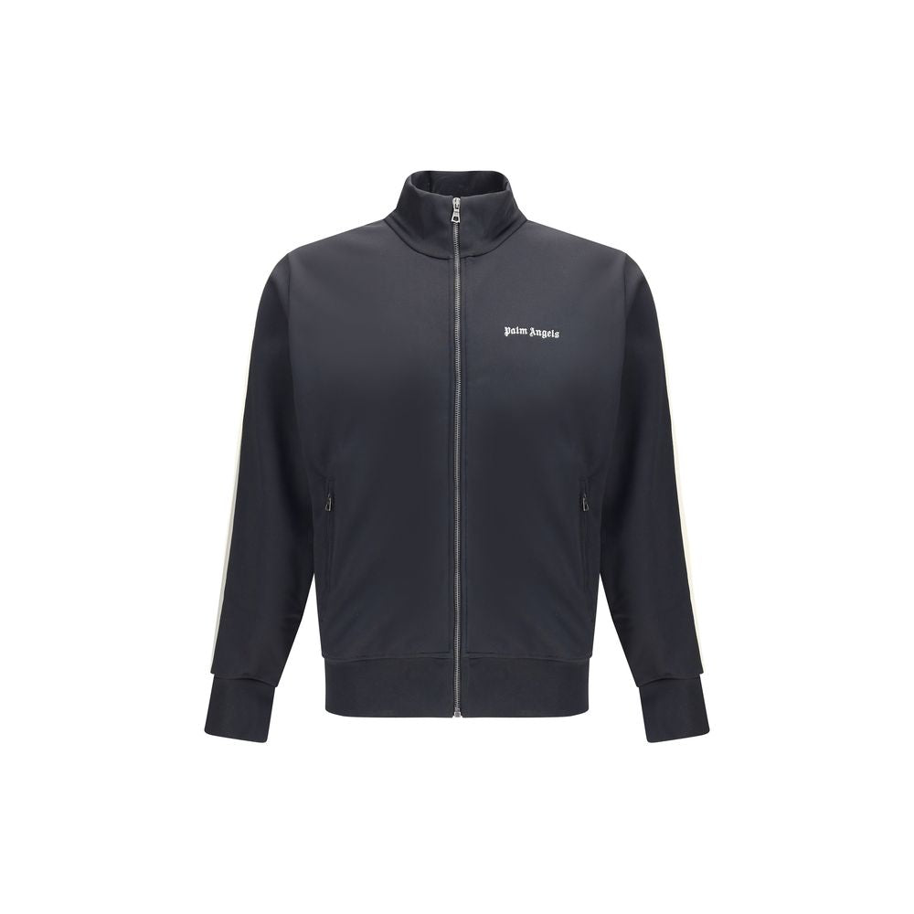 Palm Angels Black Polyester Sweatshirt with zipper closure and embroidered logo on chest.