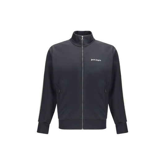 Palm Angels Black Polyester Sweatshirt with zipper closure and embroidered logo on chest.