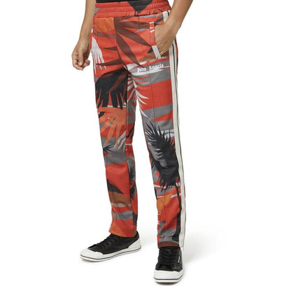 Palm Angels Red Polyester Joggers (Workout Pants) for men with elasticated waist and side pockets, made in Italy