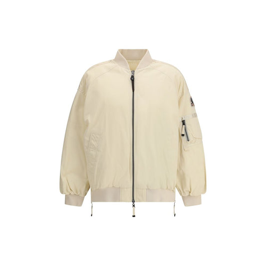 Parajumpers White Polyester Clothing reversible bomber with oversized silhouette, central zipper, and elasticated hem.