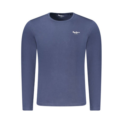 Pepe Jeans Blue Cotton T-Shirt, long sleeve, slim fit, crew neck, logo print, 70% sustainable cotton.