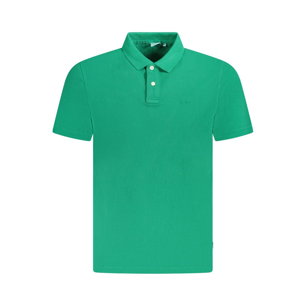 Pepe Jeans Green Cotton Polo Shirt with short sleeves, 2 buttons, embroidery, logo, made from 100% sustainable cotton.