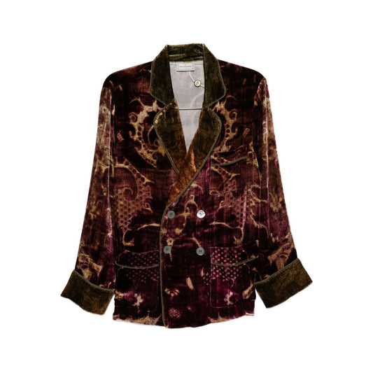 Pierre Louis Mascia Jackets Bordeaux burgundy double-breasted coat with patch pockets