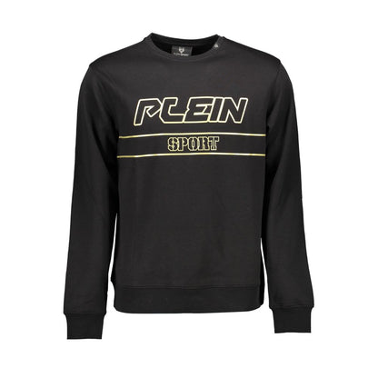 Plein Sport Black Cotton Men Sweater with logo and contrasting details, perfect for bold athleisure style.