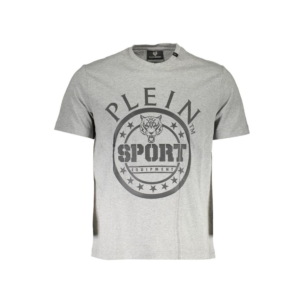 Plein Sport Brown Cotton Men T-Shirt with logo and crew neck
