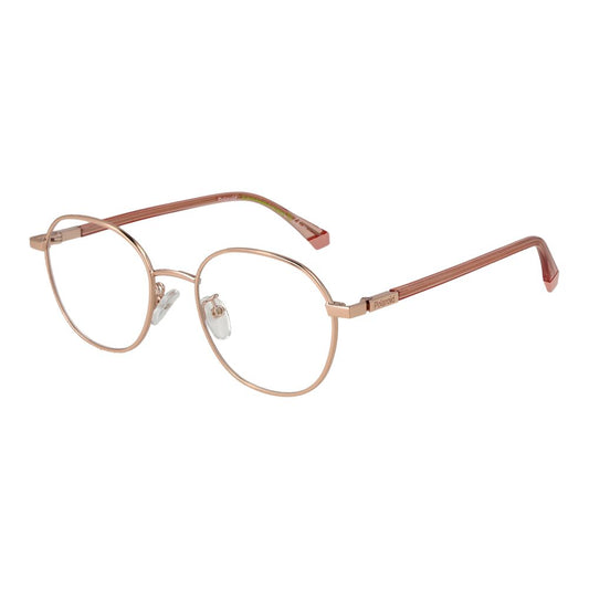 Polaroid Rose Gold Metal Glasses (Frames) unisex full-rim metal frame with demo lenses, size 51-19-145.