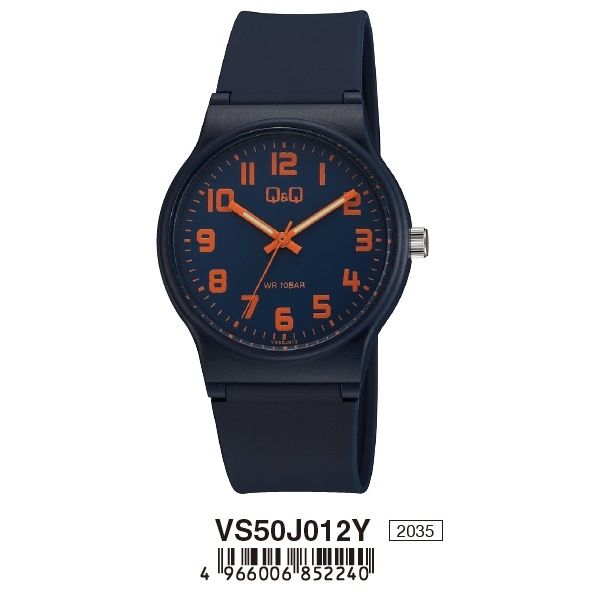 Q&Q FASHION Mod. VS50J012Y wristwatch with black resin case and strap, 10 ATM water resistance, official packaging, quartz movement.