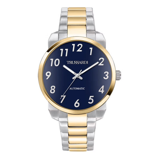 TRUSSARDI MOD. T-CITY wristwatch for gentlemen, 40 mm case, automatic mechanical movement, featuring gold and silver tones.