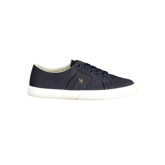 Ralph Lauren Blue Cotton Women Sneaker with white sole, elegant design, and logo detail, perfect for comfort and style.