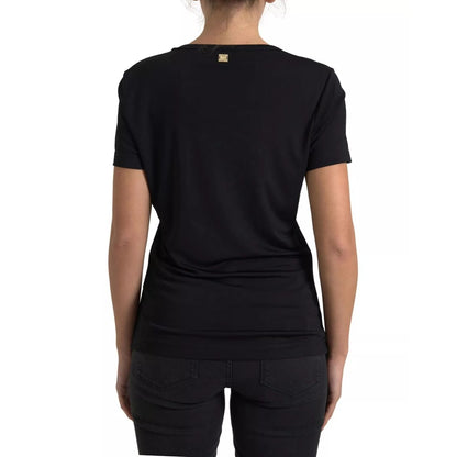 Roberto Cavalli Black Viscose Round Neck CLASS T-shirt