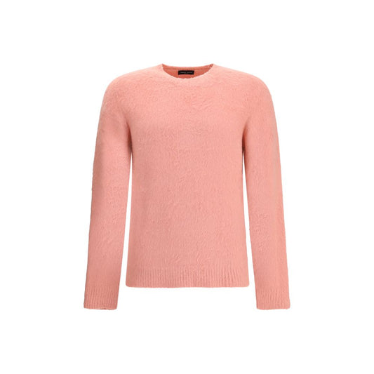 Roberto Collina Multicolor Cotton Sweatshirt in pink with ribbed crew neck and hem, ideal for winter style and comfort.