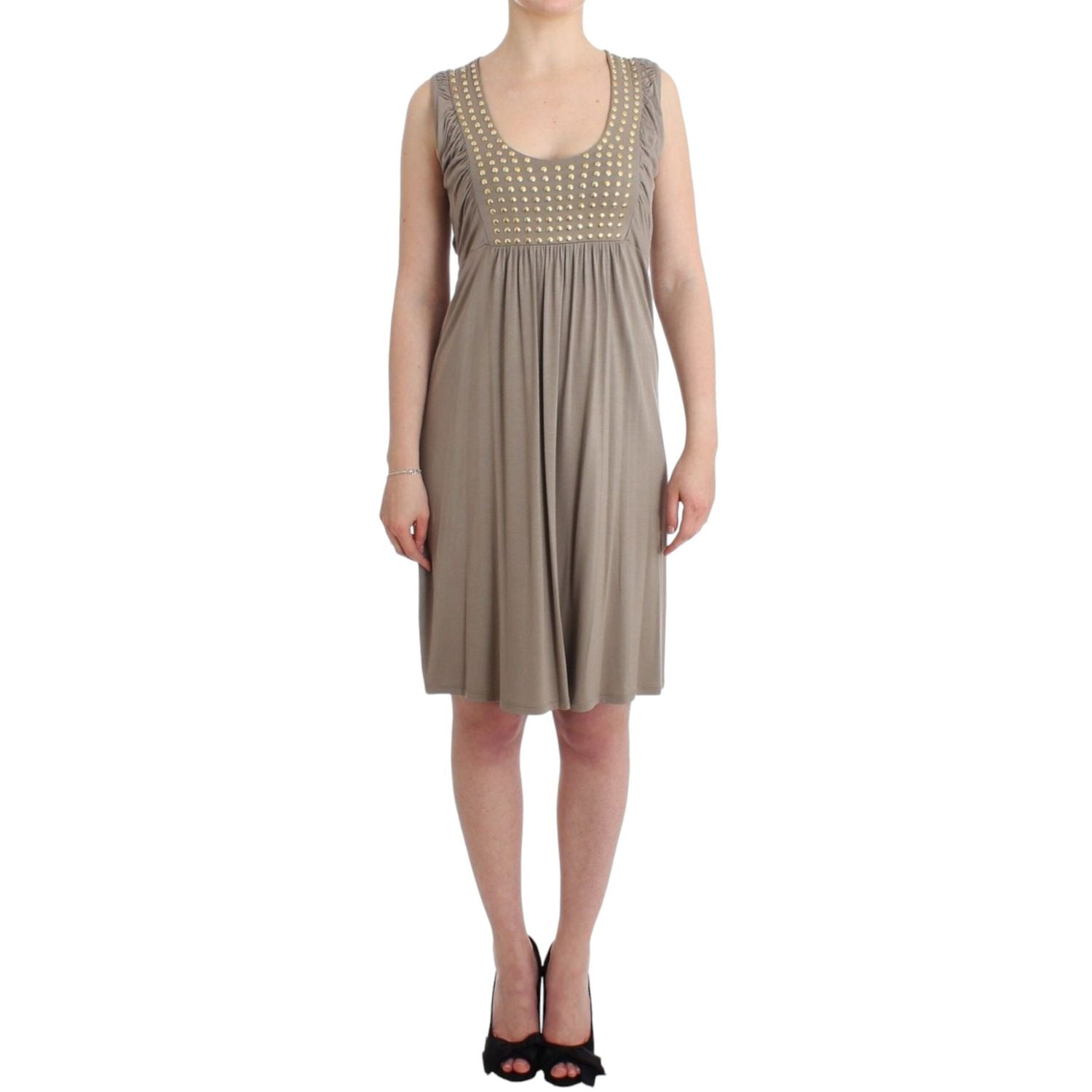 Roccobarocco Khaki studded sheath dress