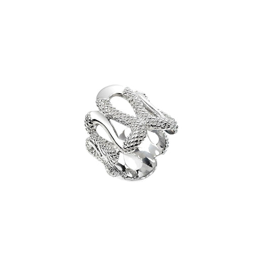 Silver ring from JUST CAVALLI JEWELS JEWELRY Mod. SCOU03012 collection featuring intricate design.