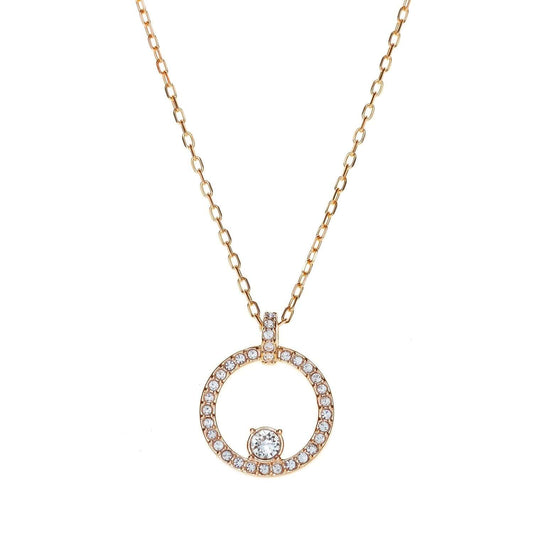 Elegant SWAROVSKI Mod. 5202446 necklace for ladies, featuring a silver 925° chain with a quartz analog pendant and mineral dial, 38mm.