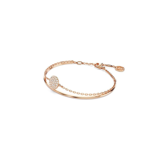 Elegant SWAROVSKI Mod. 5683452 Meteora Sublima bangle bracelet with chain, paying tribute to the cosmos, featuring a domed design.