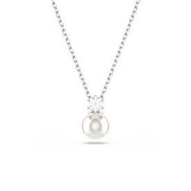 Elegant SWAROVSKI Mod. 5693897 pendant necklace with white crystal pearl from Matrix Collection, classic and contemporary design.