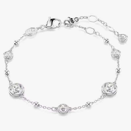 SWAROVSKI Mod. 5696079 Imber Collection bracelet, round cut white stones, rhodium plated, contemporary soft chain design