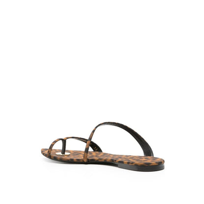 Saint Laurent Brown Fabric Strap-On Sandals