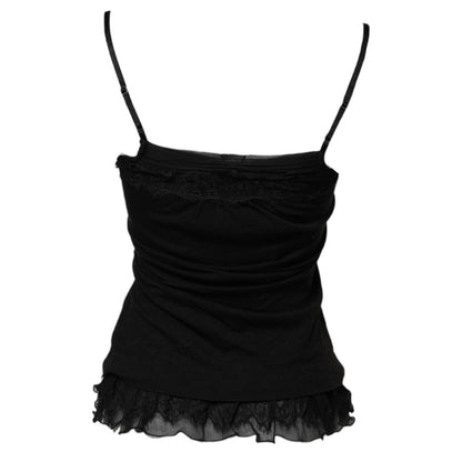 Scervino Street Black Wool Sleeveless Square Neck Tank Top