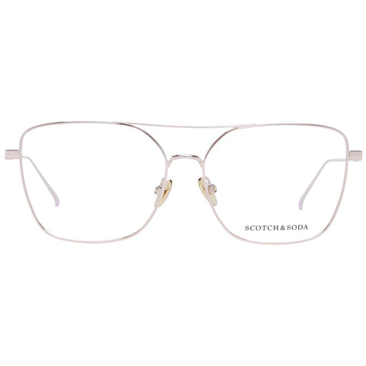 Scotch & Soda Gold Women Glasses Frame, metal square full-rim with demo lenses, ideal for fashion-forward women.
