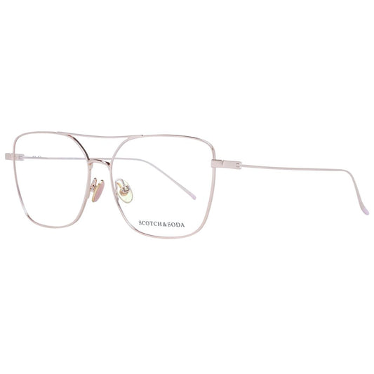 Scotch & Soda Gold Women Glasses Frame, square full-rim gold metal eyeglasses for women with demo lenses and branded case included.