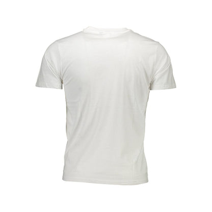 Back view of Sergio Tacchini White Cotton Men T-Shirt showcasing premium cotton and classic style.