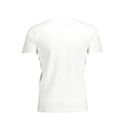 Back view of Sergio Tacchini White Cotton Men T-Shirt, highlighting the classic crew neck and comfortable short sleeves.