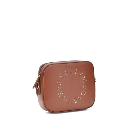 Stella McCartney Brown Other Fibres Shoulder Bag with monogram design, faux leather material, and adjustable strap for AW25 collection.