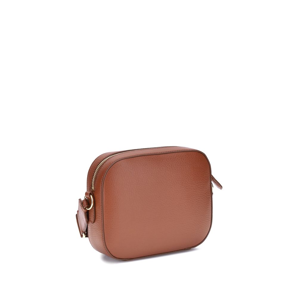 Stella McCartney Brown Other Fibres Shoulder Bag, faux leather design with adjustable strap and monogram, sustainable fashion accessory.
