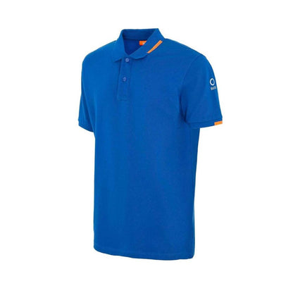 Suns Blue Cotton Polo Shirt with ribbed collar, logo on sleeve, and front button closure