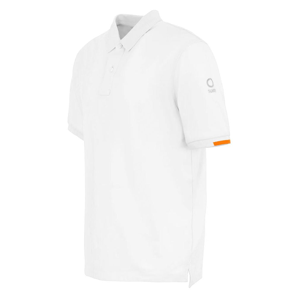 Suns White Cotton Polo Shirt with short sleeves and classic collar design.