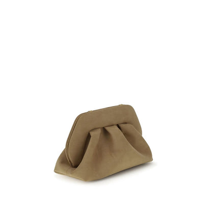 THEMOIRè Beige Other Fibres Clutch Bag in minimal design with detachable shoulder strap and magnetic closure, eco-friendly and sophisticated.